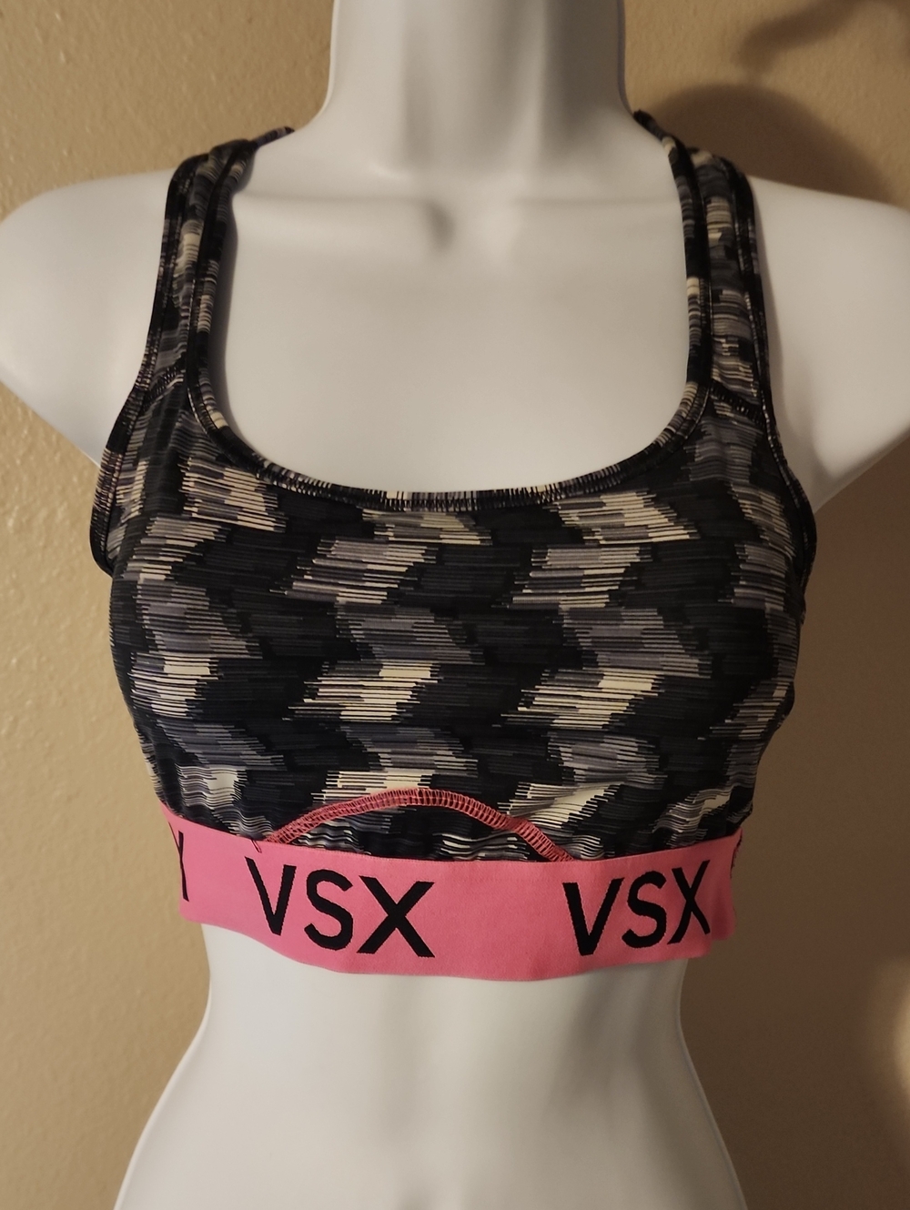 VSX Pink & Black Printed Sports Bra